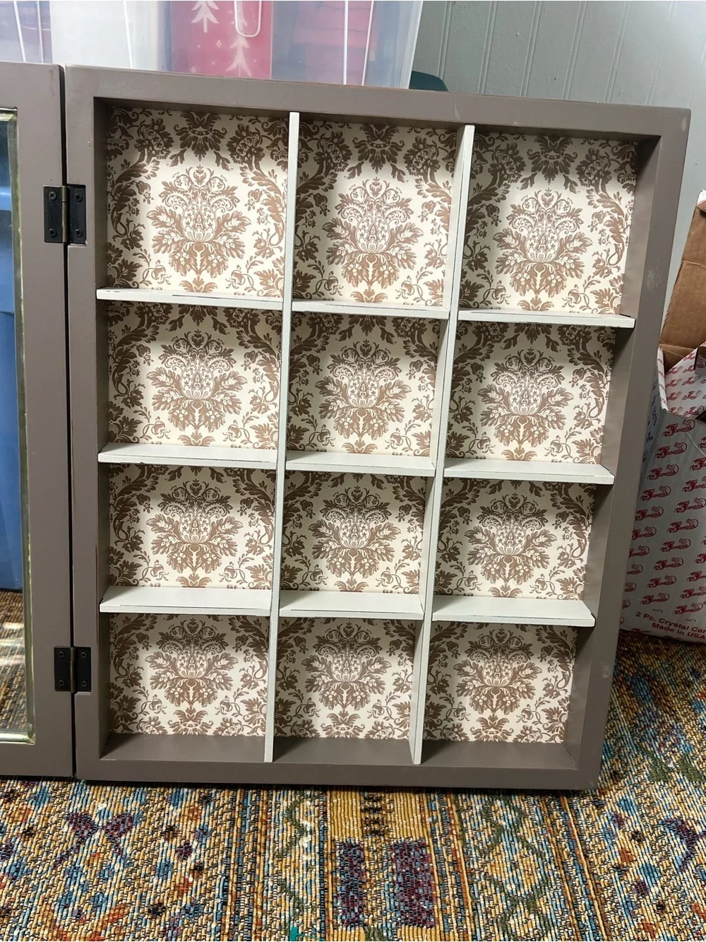 Miniature Curio Display Cabinet Glass Door Wall Shelf Shadow Box Shabby Chic